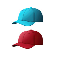 Two caps in blue and red, ideal for sports or sunny days out.