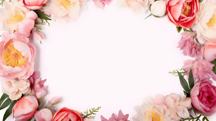Fototapeta premium Empty floral frame with copy space for greeting card or invitation design