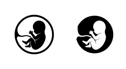 Human embryo on a white background. Pregnancy icon. Medical genetics sign. Obstetrics symbol. Extra corporal fertilization. Copy space.