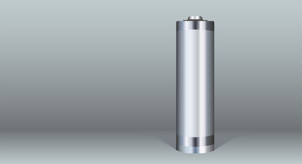 Lithium Ion Batteries, Alkaline Batteries, Metallic, Silver. Copy space.