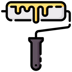 paint roller filled outline vector icon
