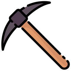 pickaxe filled outline vector icon