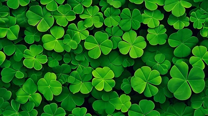Foto op Canvas Shamrock four leaf clover background for St Patrick's day celebration © ink drop