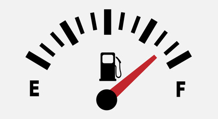 Full gas meter, petrol meter, blue on a black background. Energy crisis.