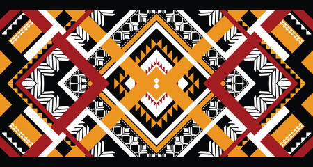 Geometric Ethnic Patterns. American, African,Western, Aztec, motif Navajo, and bohemian pattern styles. designed for background,wallpaper,print, carpet,wrapping,tile,salong, batik.vector illustration