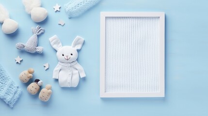 Cozy Baby Accessories: Top View Knitted Blanket and Newborn Essentials for a Warm Family Bonding