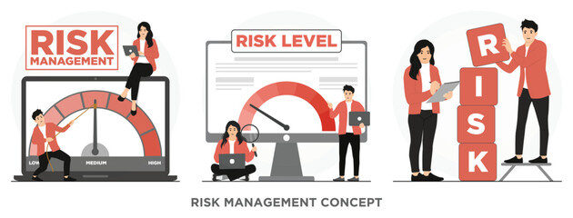 Flat vector risk management concept illustration