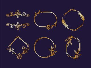 Luxury Golden Wedding Invitation Frame Collection