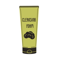 Cleansing foam for washing. Facial gel in green tube on white background