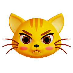 PNG 3D Angry Cat icon isolated on a white background