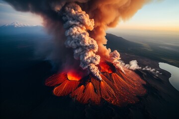 Closeup of a volcanic eruption