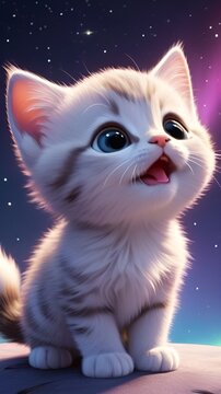 Cute baby kitten looking at sky, baby cat wallpaper, cute baby animal wallpaper for kids
