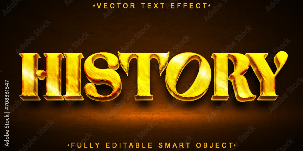 Poster golden histroy vector fully editable smart object text effect
