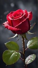 Beautiful red roses for valentines Day, Symbol of love, Beautiful red roses with water drops in the petals