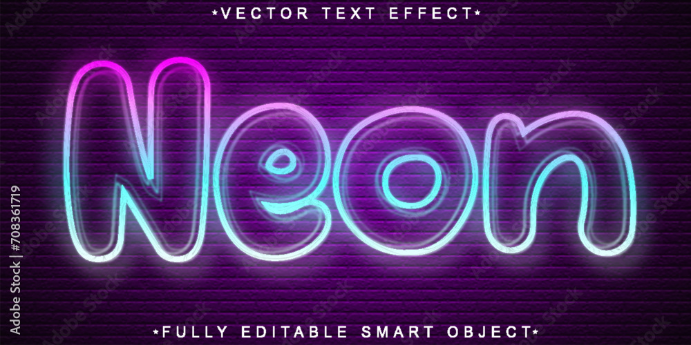Poster Neon Bubble Vector Fully Editable Smart Object Text Effect