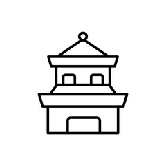 Chinese temple outline icons, minimalist vector illustration ,simple transparent graphic element .Isolated on white background