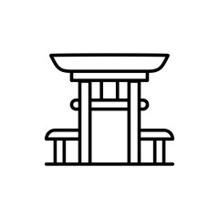 Temple gate outline icons, minimalist vector illustration ,simple transparent graphic element .Isolated on white background