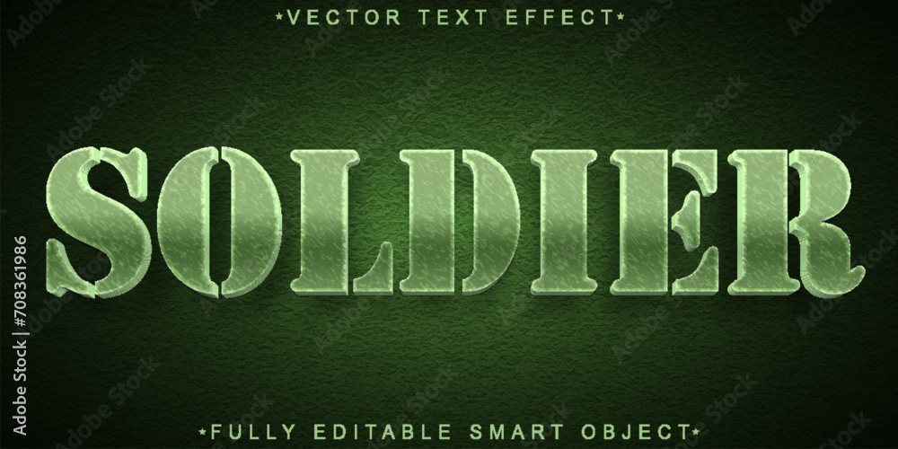Poster army soldier green vector fully editable smart object text effect