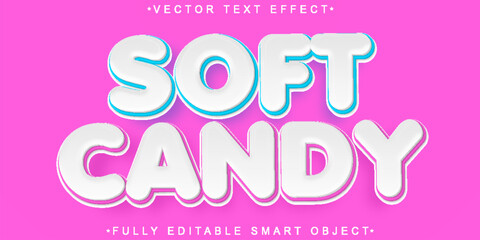 Soft Candy Cute Vector Fully Editable Smart Object Text Effect - obrazy, fototapety, plakaty