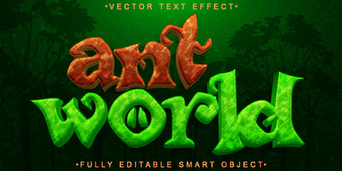 Cartoon Ant World Vector Fully Editable Smart Object Text Effect © HUMA
