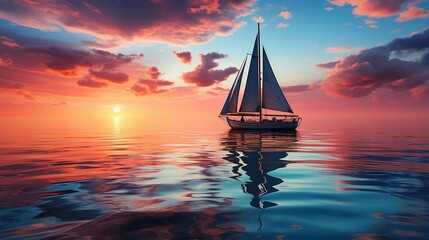 sailboat on calm water at sunset