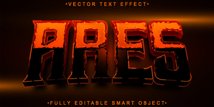 Dark Red Ares God Vector Fully Editable Smart Object Text Effect