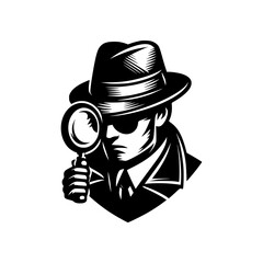 Vector logo of a detective. black and white logo of an investigator. can be used as an emblem, logo, sign, or icon.