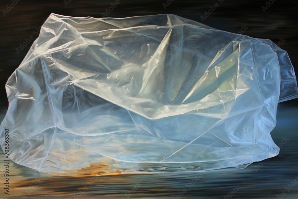 Poster The play of light and shadow on a plastic bag, creating an intriguing abstract composition.