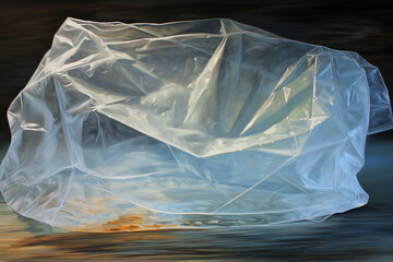 The play of light and shadow on a plastic bag, creating an intriguing abstract composition.