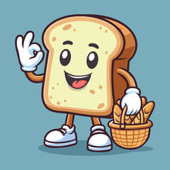 Vector bread cartoon mascot food vector illustration