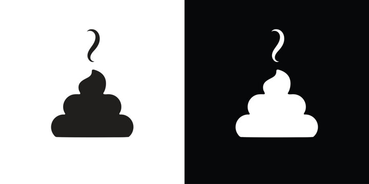 Poop icon on black and white 