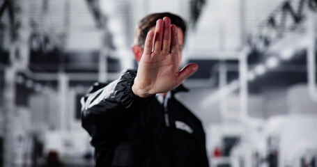 Guard Security Officer Making Stop Gesture