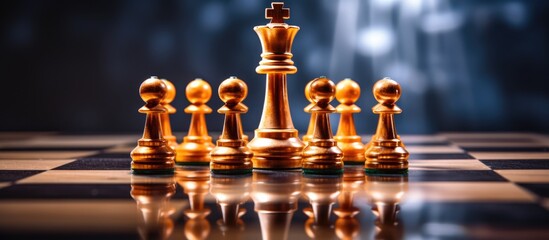 Chess board symbolizes business strategy in the future.