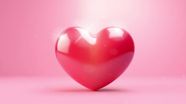 Symbol of love and valentine's 3d red heart shape isolated on red background. seamless looping overlay 4k virtual video animation background 