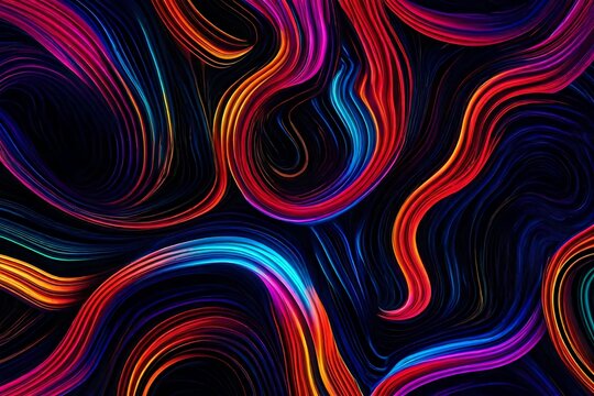 Abstract colorful 4k wallpaper, textured background. Dark, black, colorful wallpaper. Fluid shapes. Clean and elegant design 