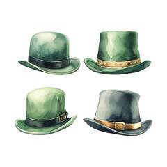watercolor painting of cute leprechaun hat