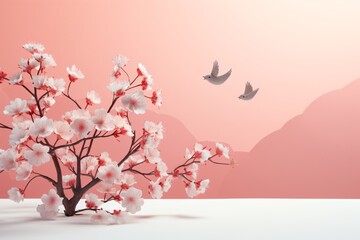 Fototapeta premium Flowers blooming minimal illustration