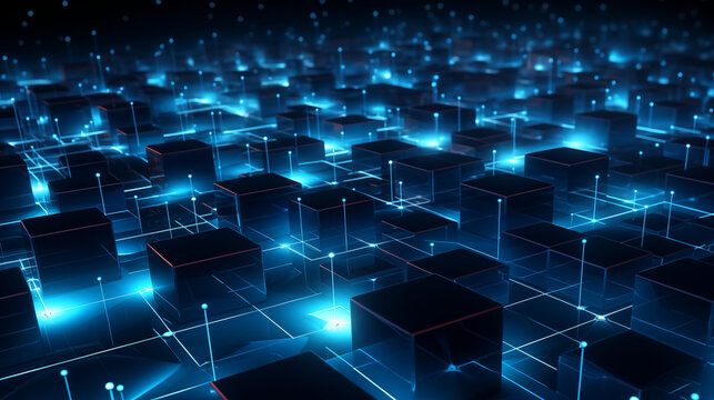 3d render of metaverse technology background with blockchain net - Powered by Adobe