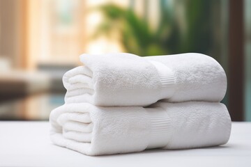 white clean towels on the table