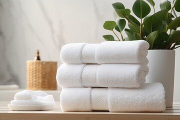 Fototapeta na wymiar white clean towels on the table