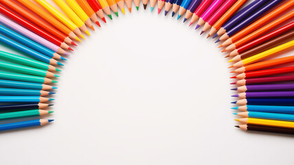 Obraz premium Illustrate a border made of colorful pencils, leaving space for text in the center.