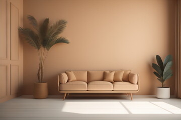 Interior background of room with beige wall 