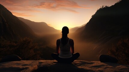 A tranquil yoga session with a group of practitioners in a picturesque mountain setting, embracing inner peace. Generative AI