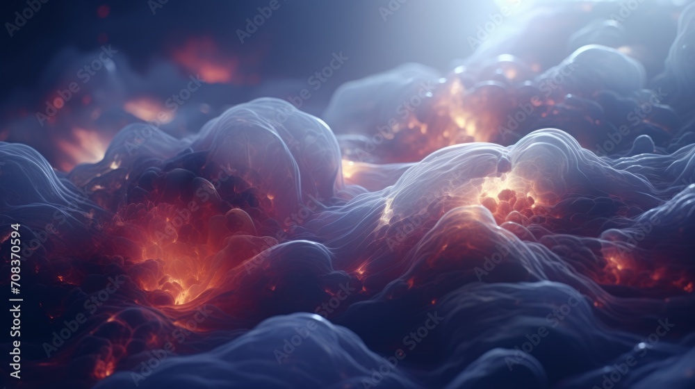 Poster Abstract nebulous forms resembling celestial bodies in a cosmic-inspired background. Generative AI