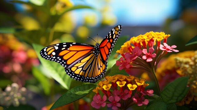 Lantana Luncheon: Monarch Butterfly's Feeding Finesse