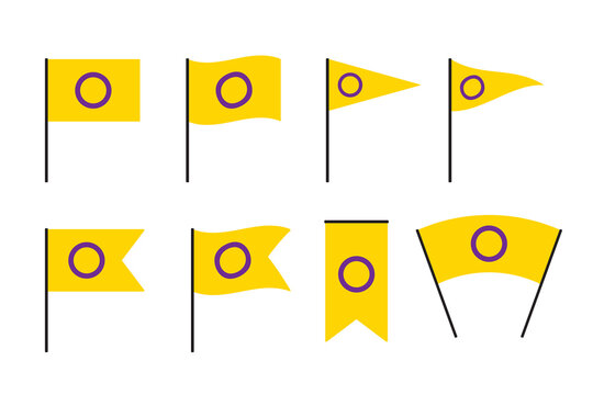 Yellow with purple circle intersex flags. LGBTQI concept. Flat vector illustration.	