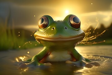 Cinematic photo, frog 