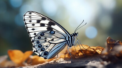 Fototapeta na wymiar Wings of Beauty: Closeup of a Butterfly in White