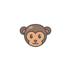 Icon Illustration of Monkey Zodiac Filled Color - Chinese Zodiac Vector Illustration