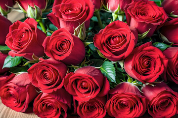  A bouquet of red roses is a gift for a date or Valentine's day